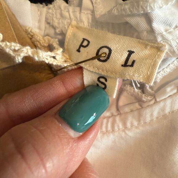 Women's Pol White Cotton Ruffle Front Long Sleeve Blouse Size Small NEW - Picture 5 of 9